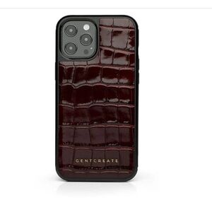 Leather iPhone Case Croco Glossy for iPhone 15 / Glossy Burgundy